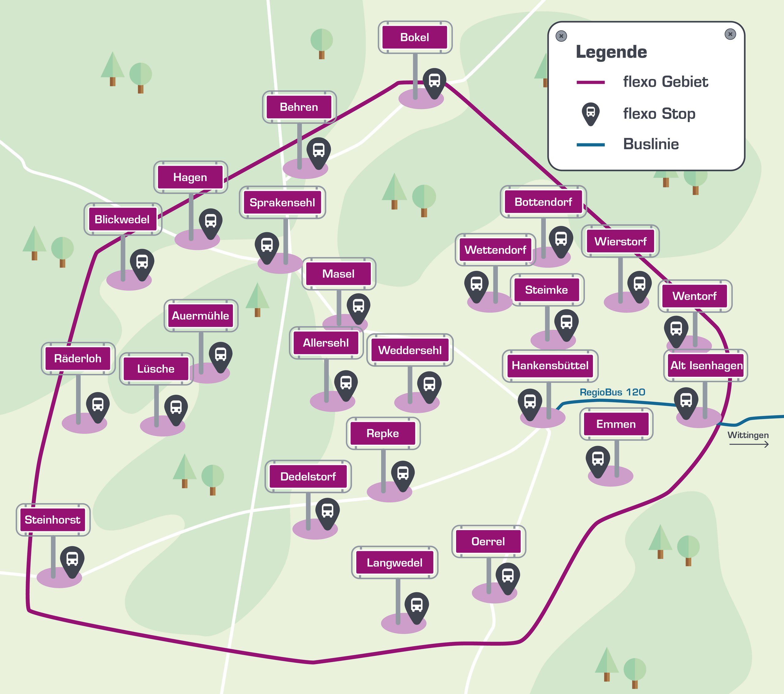 Schematische Karte flexo Gebiet Hankensb&uuml;ttel