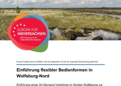 EFRE Förderplakat für die Einführung flexibler Bedienformen in Wolfsburg-Nord